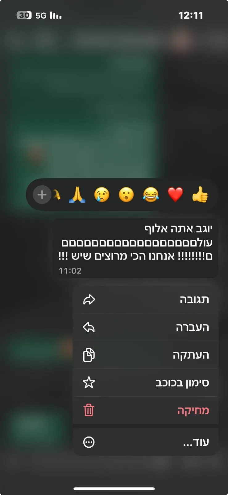 צילום מסך של הודעת תודה מלקוח אחרי אירוע